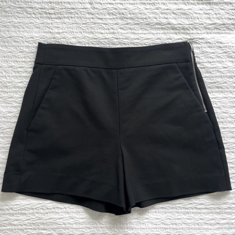 NEW Zara High Waist Black Side Zip Shorts